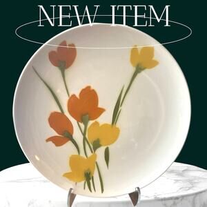 Vintage 1970s DAPHNE Ironstone 4209 Chop Platter Yellow Orange Green Flowers EUC